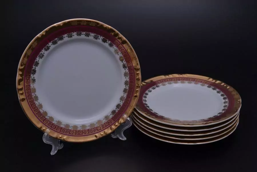 Набор тарелок 19 см Констанция Рубин Золотой орнамент (6 шт)