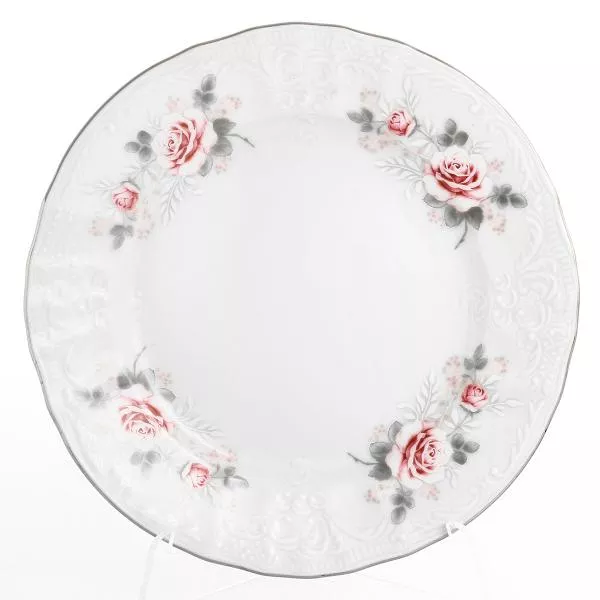 Набор тарелок Bernadotte Серая роза платина 25 см(6 шт)