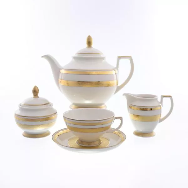 Чайный сервиз Falkenporzellan Constanza Cream Gold 6 персон 17 предметов