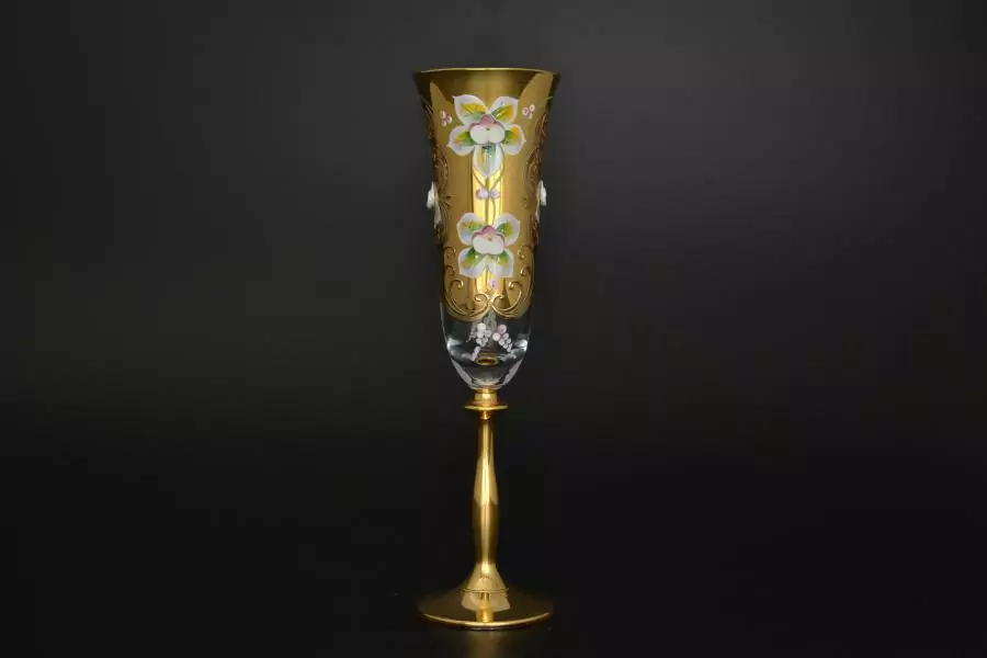 Набор для шампанского "Лепка прозрачная" E-V золотая ножка Артикул 10190