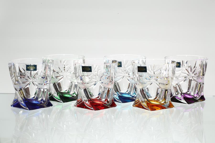 Набор стаканов для виски Ассорти Crystalite Bohemia Quadro 340мл (6 шт)