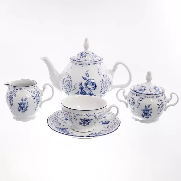 Чайный сервиз на 6 персон Bernadotte Синие розы 17 предметов