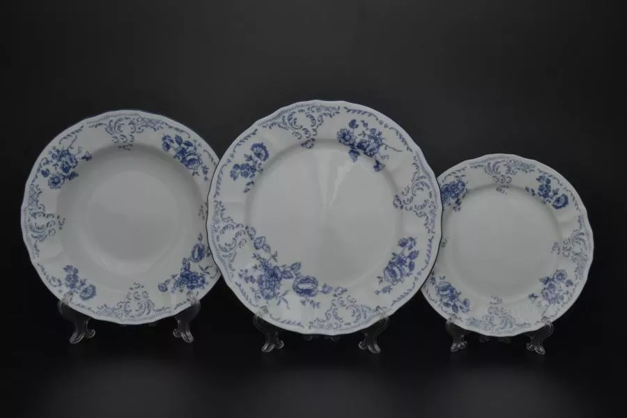Набор тарелок 18 предметов Бернадотт Синие розы