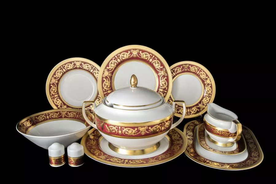 Столовый сервиз на 6 персон Falkenporzellan Imperial Bordeaux Gold 26 предметов