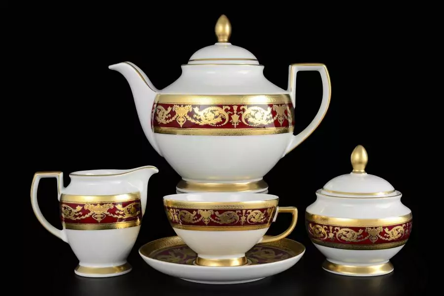 Чайный сервиз на 6 персон Falkenporzellan Imperial Bordeaux Gold 17 предметов