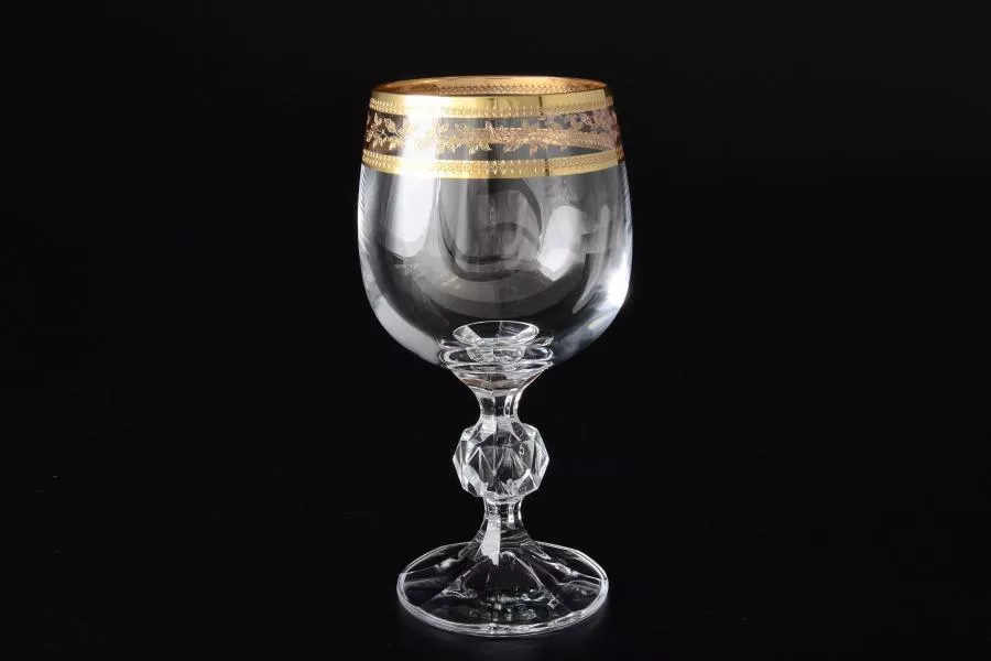 Золотой лист Клаудия Набор бокалов для вина 190 мл Кристалайт (6 шт)