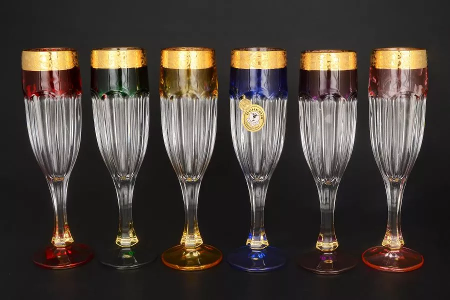 Набор фужеров для шампанского Bohemia Сафари Ассорти (6 шт)180мл