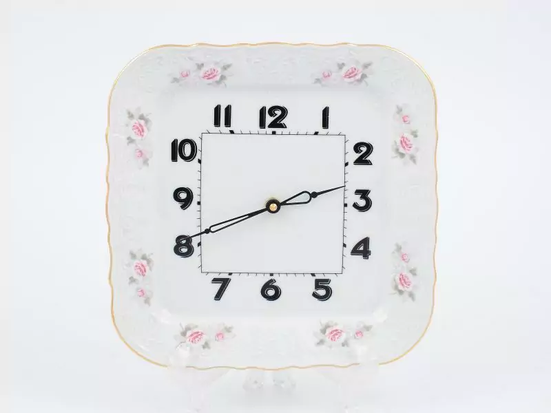 Часы квадратные Bernadotte Серая роза золото 26 см