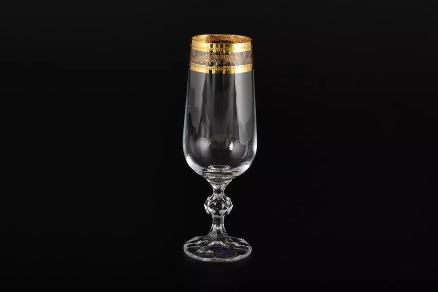 Набор фужеров для шампанского 180 мл Клаудия Золотой листок Кристалекс (6 шт)