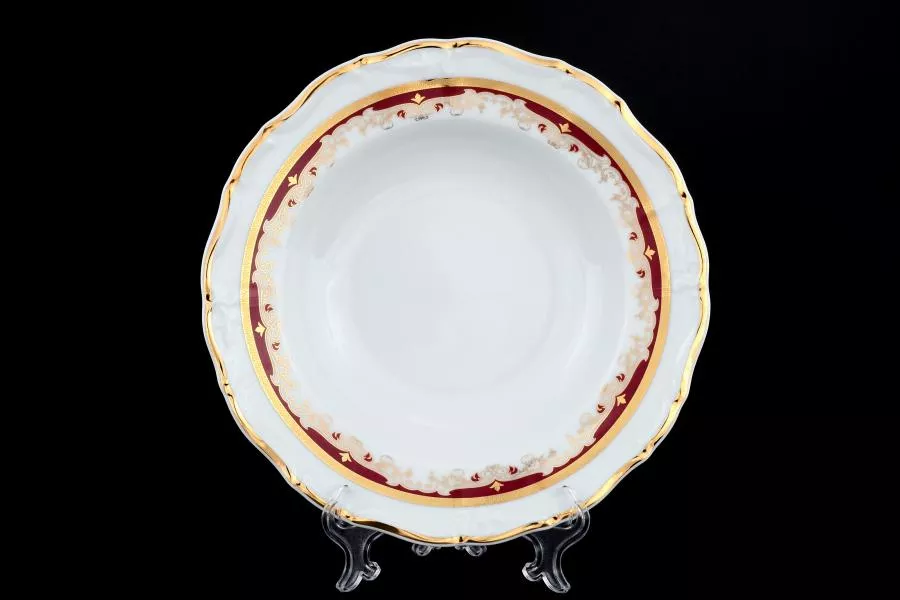 Набор глубоких тарелок Thun Мария Луиза Красная лилия 23см (6 шт)