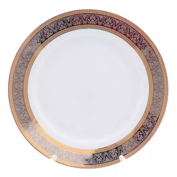 Набор тарелок Thun Опал широкий кант платина золото 19 см(6 шт)