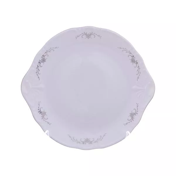 Тарелка для торта Thun Констанция Серый орнамент Отводка платина 27см