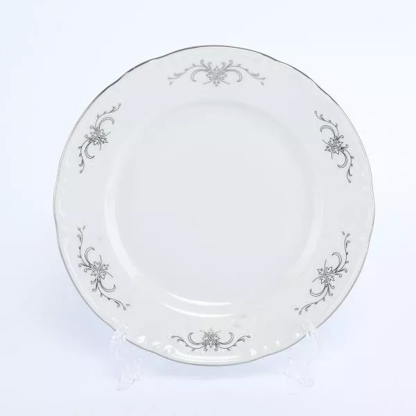 Набор тарелок Thun Констанция серый орнамент отводка платина 17 см(6 шт)