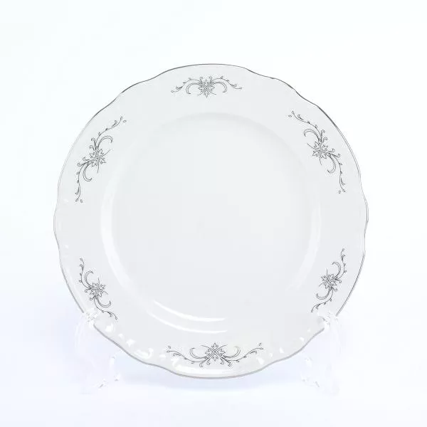 Набор тарелок Thun Констанция серый орнамент отводка платина 19 см (6 шт)