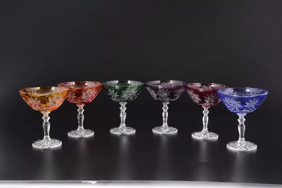 Набор бокалов для мартини 70 мл Цветной хрусталь (6 шт)