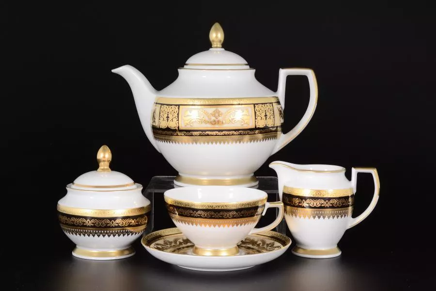 Чайный сервиз на 6 персон 17 предметов Diadem Black Creme Gold