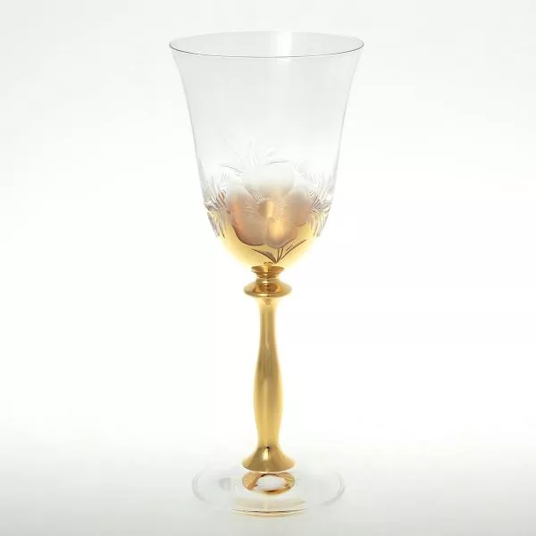 Набор бокалов для вина Crystal Bohemia Лепка прозрачная золотая ножка 250мл