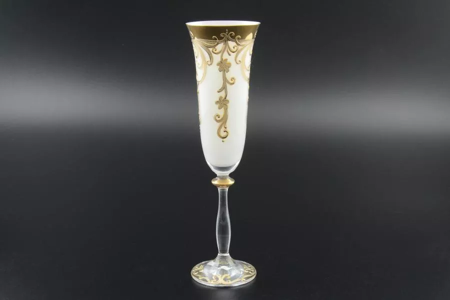 Набор фужеров для шампанского 190 мл "Белый золотой цветок" E-V