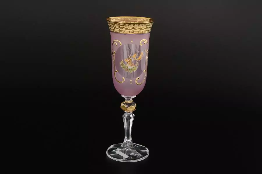Набор фужеров для шампанского розовая кристина ножка Bohemia Охота 160 мл(6 шт)