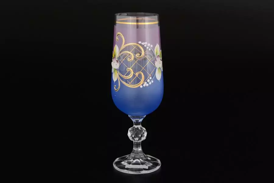 Набор фужеров под шампанское 180 мл "Лепка сине-фиолетовая " B-L
