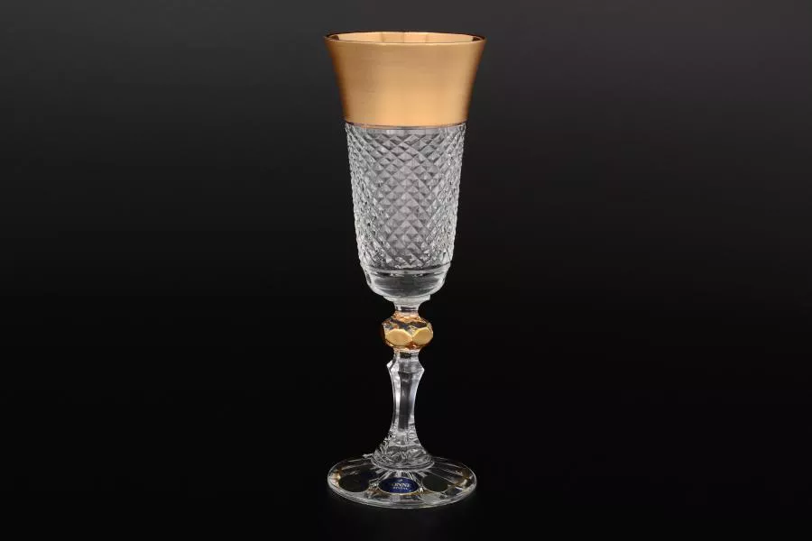 Набор фужеров для шампанского Фелиция 150 мл Sonne Crystal Золото (6 шт)