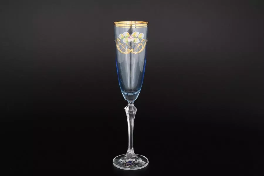 Набор голубых фужеров для шампанского 200 мл (6 шт)