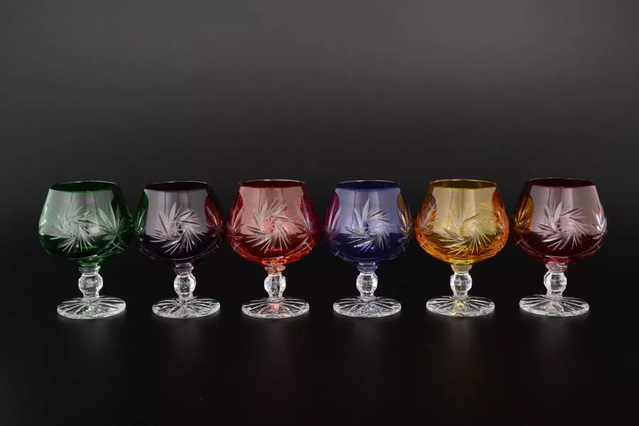 Набор бокалов для бренди 130 мл Цветной хрусталь (6 шт)