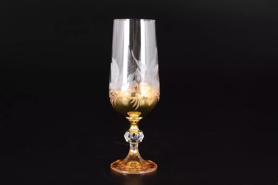 Набор фужеров для шампанского Bohemia Бабочки Золото Смальта 180мл (6 шт)