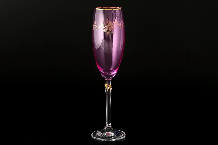 Набор фужеров для шампанского 220 мл Lilly розовые (6 шт) Кристалекс