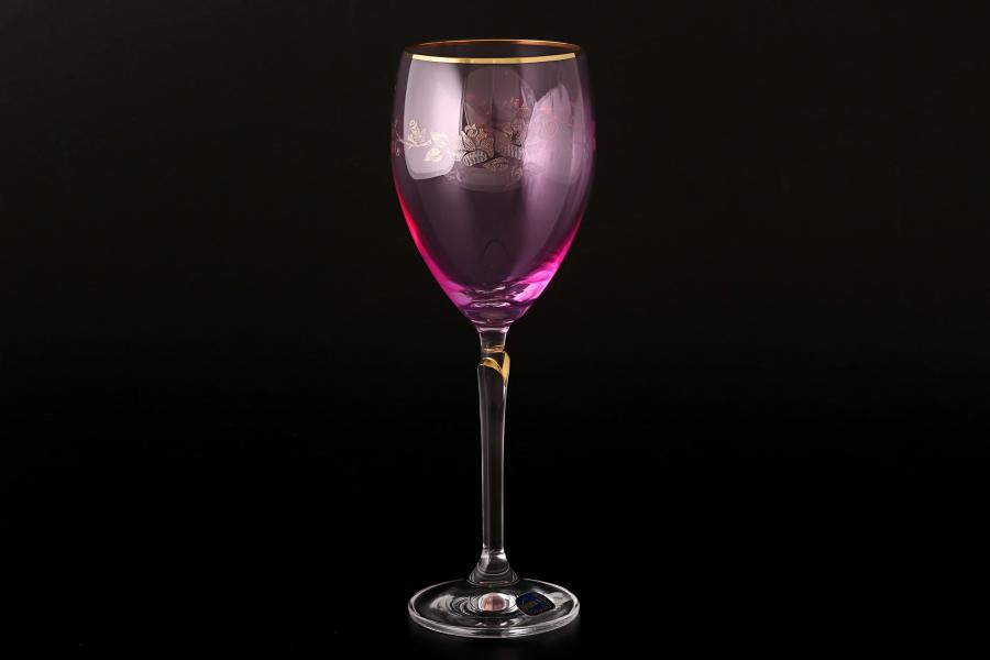 Набор бокалов для вина 250 мл Lilly розовые (6 шт) Кристалекс