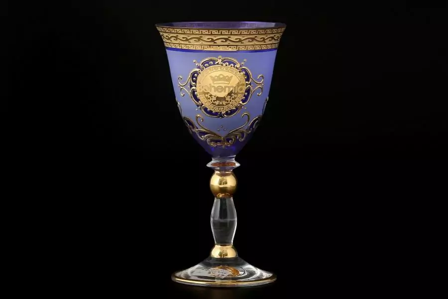 Грация Набор бокалов для вина синий Версаче Богемия B-G (6 шт)