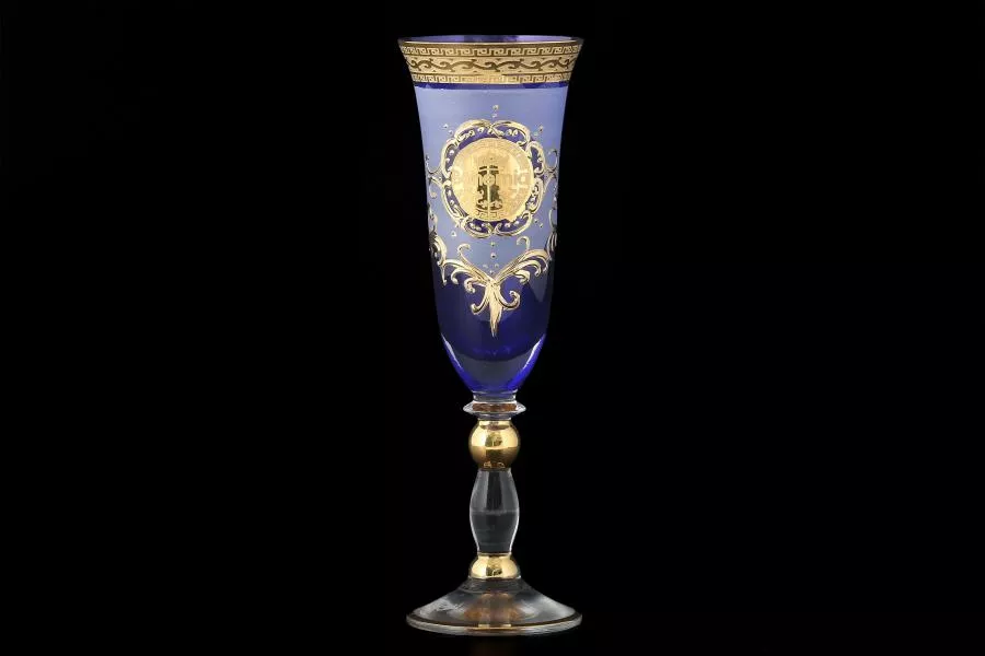 Грация Набор фужеров для шампанского синяя Версаче Богемия B-G (6 шт)