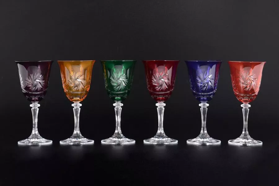 Набор бокалов для вина 220 мл Цветной хрусталь (6 шт) Артикул 20904