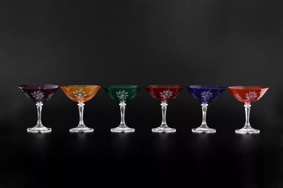 Набор бокалов для мартини 200 мл Цветной хрусталь (6 шт) Артикул 20907