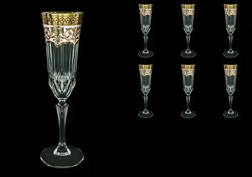 Набор фужеров для шампанского 180 мл Adagio Flora's Empire Golden Ivory Decor Astra Gold (6 шт)
