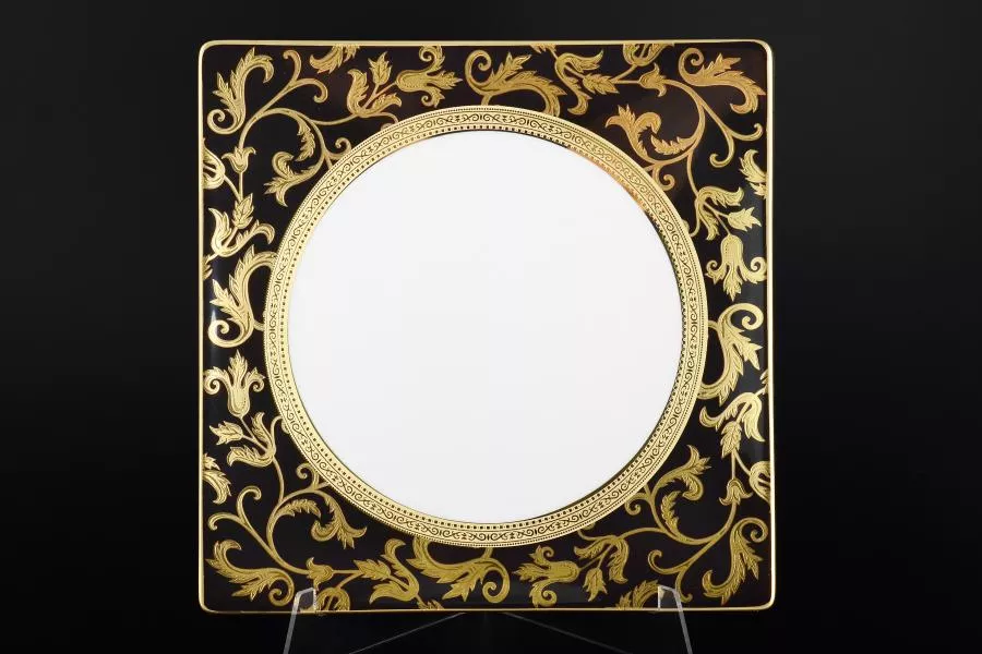 Набор тарелок 27 см квадрат Tosca Black Gold