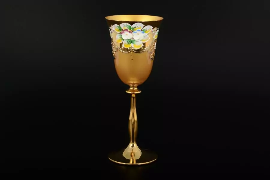 Набор бокалов для вина Лепка золотая E-V золотая ножка