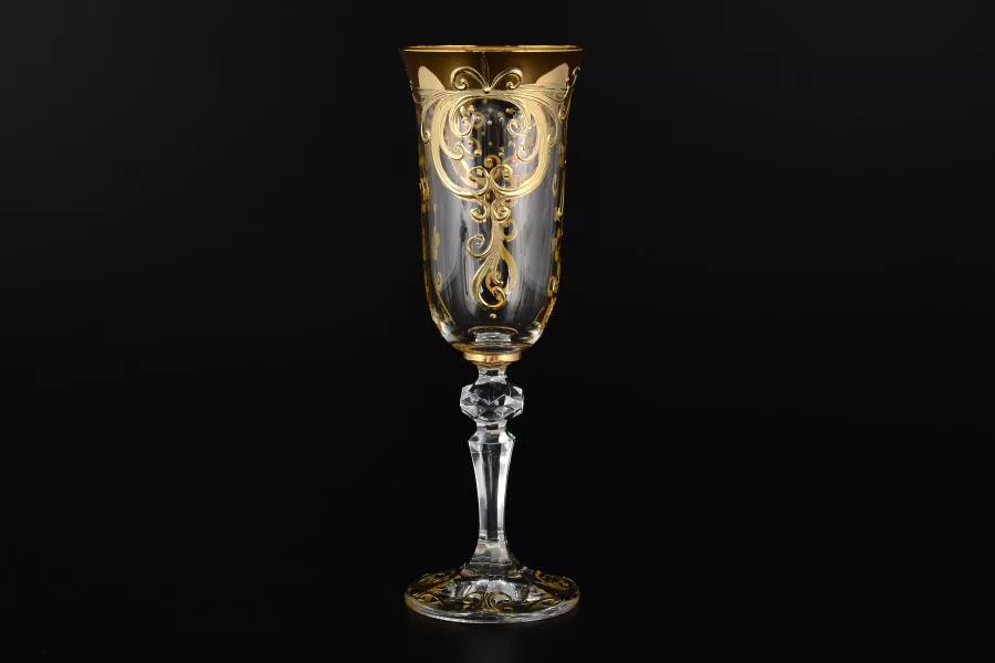 Набор фужеров для шампанского Bohemia Золотой узор Смальта 150мл (6 шт)