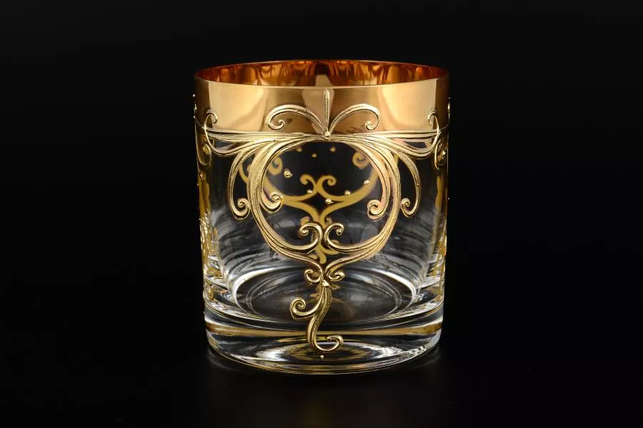 Набор стаканов для виски Bohemia Золотой узор Смальта 280мл (6 шт)