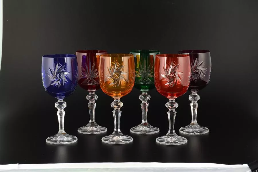 Набор бокалов для вина Bohemia Цветной хрусталь 220мл (6 шт) Артикул 22876