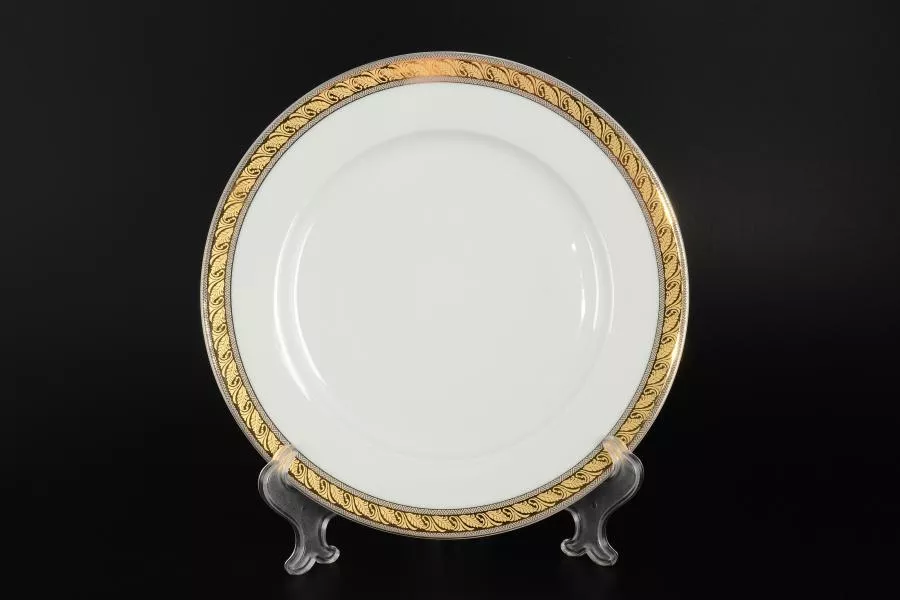Набор тарелок 25 см Кристина Платиновая золотая лента (6 шт)