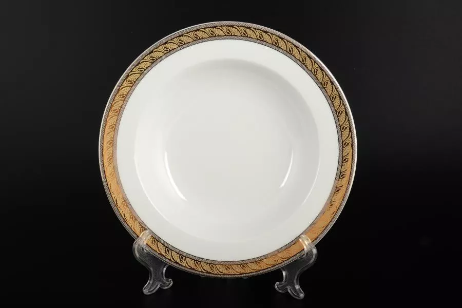 Набор тарелок глубоких Thun Кристина платиновая золотая лента 22 см(6 шт)