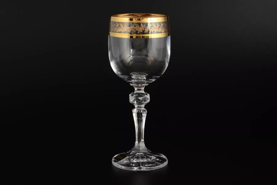 Набор бокалов для вина золотой лист Crystalite Bohemia Mirel 170  мл(6 шт)