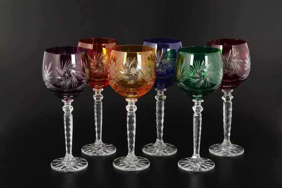 Набор бокалов для вина 220 мл Цветной хрусталь (6 шт) Артикул 24847
