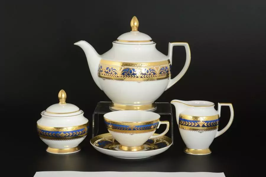 Чайный сервиз на 6 персон 17 предметов Arabesque BLUE Gold