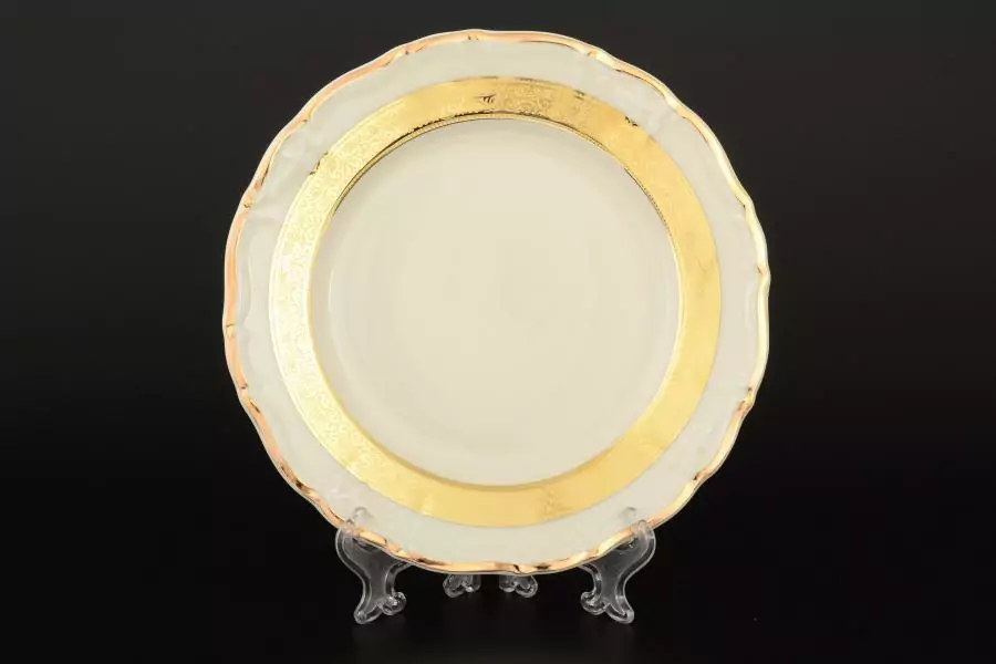 Набор тарелок Thun Мария Луиза Золотая лента Ivory 19см (6 шт)