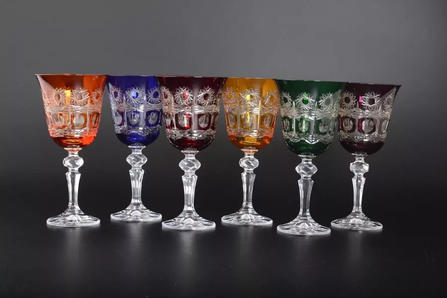 Набор бокалов для вина Bohemia Цветной хрусталь 220мл (6 шт) Артикул 26416