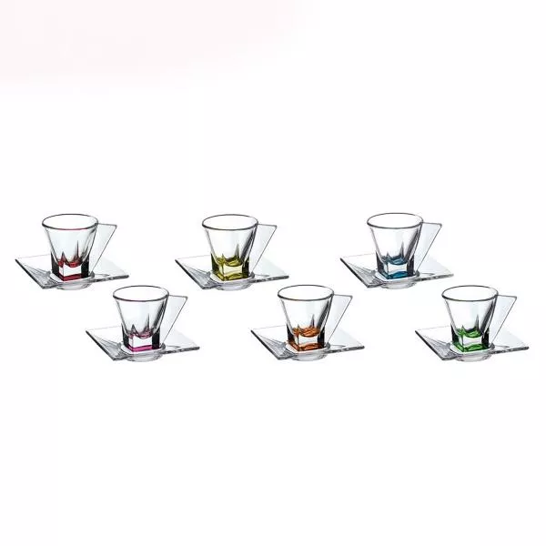 Набор чайных пар RCR Fusion цветные 12 предметов 70мл (6 пар)