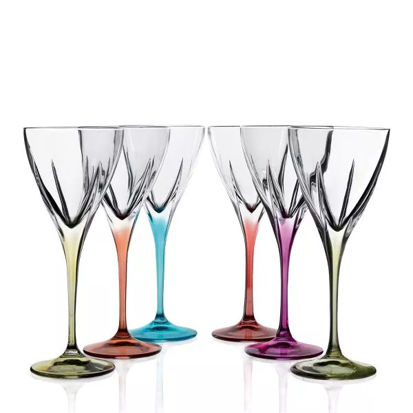 Набор бокалов для вина RCR Fusion Разноцветные 210мл (6 шт)