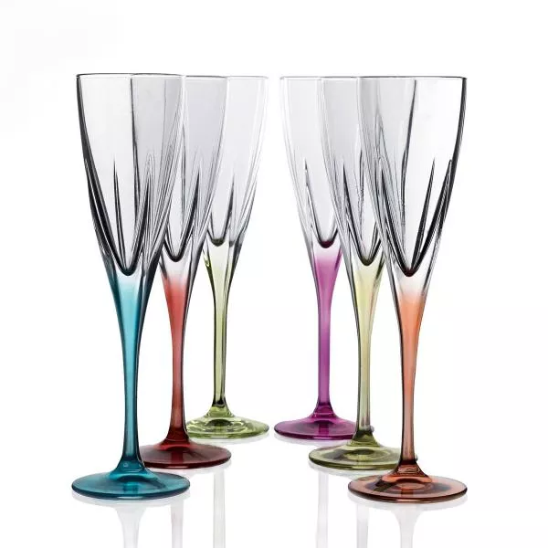 Набор фужеров для шампанского RCR Fusion цветные 170мл (6 шт)